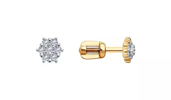 Серьги золотые Sokolov с фианитами