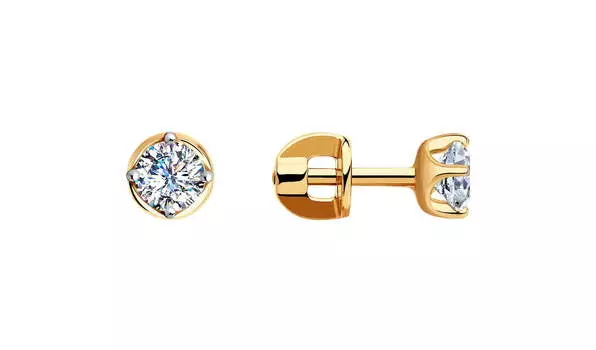 Серьги золотые Sokolov с фианитами