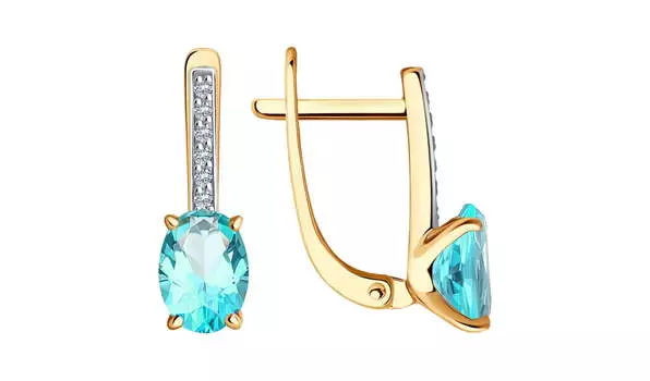 Серьги золотые Sokolov с топазами и фианитами