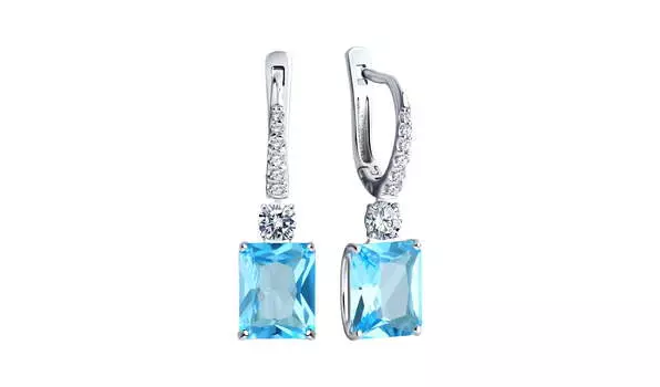 Серьги золотые Sokolov с топазами и фианитами