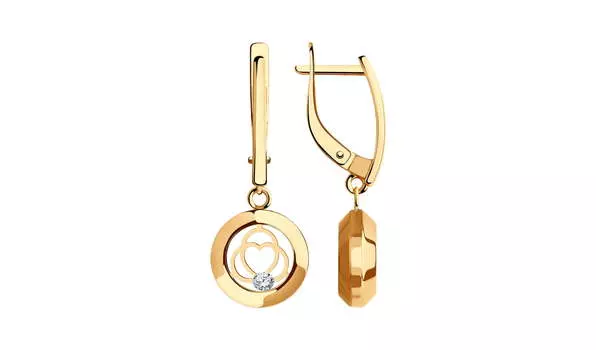 Серьги золотые Sokolov со стеклом и фианитами