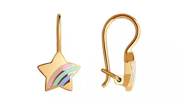 Серьги золотые Sokolov «Звездочки» с эмалью