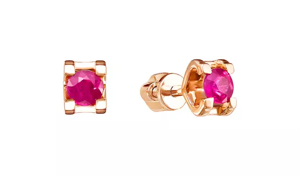 Серьги золотые Vesna с рубинами