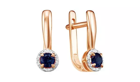 Серьги золотые Vesna с сапфирами и бриллиантами