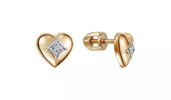 Серьги золотые Vesna «Сердце» с бриллиантами