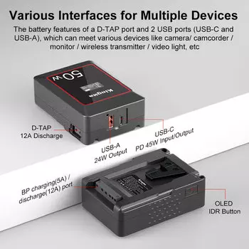 Аккумулятор Kingma KM-VK50 mini V-Mount 50Wh