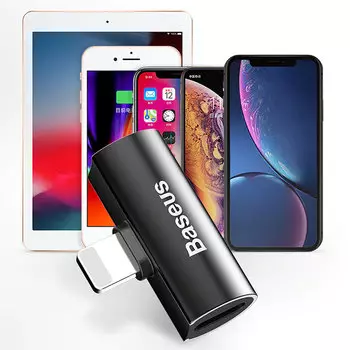 Аудиоадаптер Baseus L46 Lightning Серый CALL46-S1