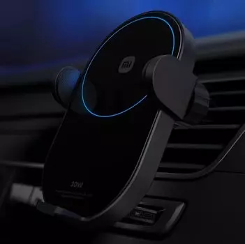 Автодержатель с беспроводной зарядкой Xiaomi Mi Wireless Car Charger 30W Чёрное W03ZM