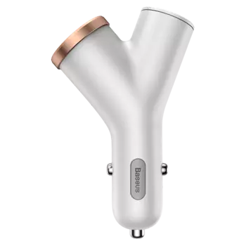 Автомобильная зарядка двойная Baseus Y-Type Dual USB Белая CCALL-YX02