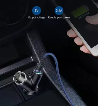 Автомобильное зарядное устройство двойное Baseus Y-Type Dual USB Чёрная CCALL-YX01