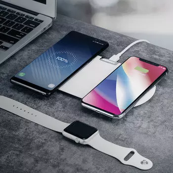 Беспроводная зарядка двойная Momax Q.Pad Dual Черная (Уцененный кат. А)