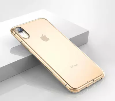 Чехол Baseus Simplicity (dust-free) для iPhone XR Transparent Gold ARAPIPH61-A0V