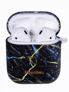 Чехол PQY Marble для Apple AirPods Синий Kingxbar Marbel Series Airpods Case-Blue Marble