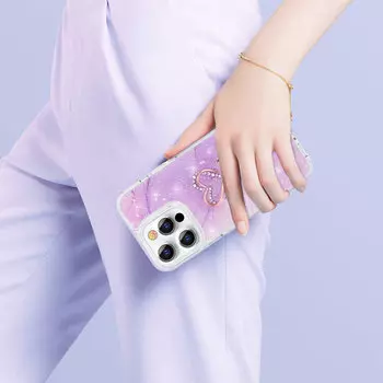 Чехол PQY Shell для iPhone 13 Pro Max Фиолетовый мрамор Kingxbar IP 13 6.7