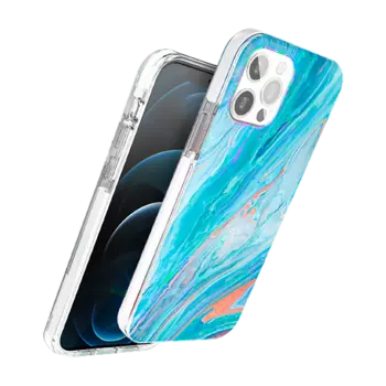 Чехол PQY Watercolour для iPhone 12/12 Pro Зелёный и Розовый Kingxbar IP 12/12 Pro Watercolour Series-Green & P