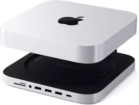 Док станция Satechi Mac Mini Stand &amp; Hub для Mac Mini Серебро ST-ABHFS