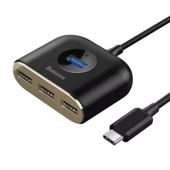 Хаб Baseus Square round 4in1 (Type-C - USB3.0*1+USB2.0*3) 0.17м Чёрный CAHUB-BY01