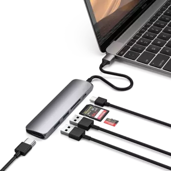 Хаб Satechi Type-C Slim Multiport Adapter V2 Серый ST-SCMA2M