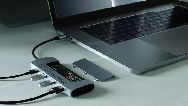 Хаб Satechi USB-C Hybrid Multiport Adapter Серый ST-UCHSEM