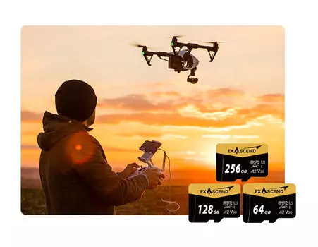 Карта памяти Exascend Catalyst UHS-I microSD V30 64GB + адаптер SD EX64GUSDU1-AD