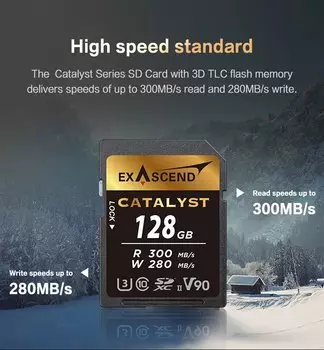 Карта памяти Exascend Catalyst UHS-II SD V90 128GB EX128GSDU2