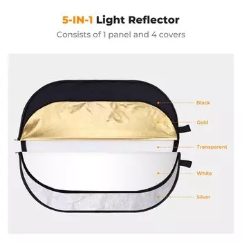 Комплект отражателей K&F Concept 5-in-1 Oval Foldable Reflector 100x150см KF18.0011