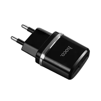 Сетевой адаптер HOCO C12 Smart Чёрный + кабель MicroUSB 1м