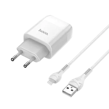 Сетевой адаптер HOCO C72A Glorious 2.1А Белый + кабель Lightning 1м