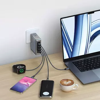 Сетевой адаптер Satechi 145W USB-C 4-Port GAN Серый ST-W145GTM