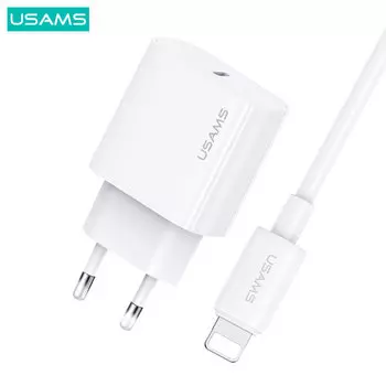 Сетевой адаптер USAMS CC226 PD20W Белый + кабель Lightning 30W OYXLTZ02