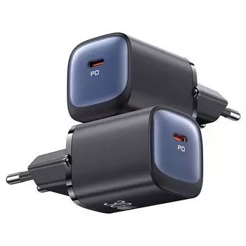Сетевой адаптер Usams CC251 30W GaN Чёрный CC251TC01