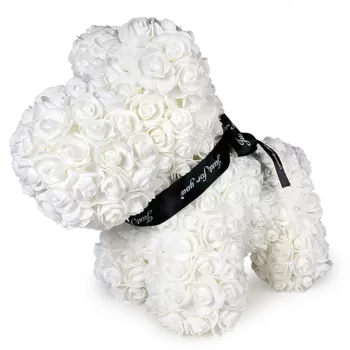 Собачка из роз Белая