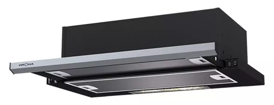 Вытяжка телескопическая KRONA Kamilla slim 600 black/inox (1 мотор)