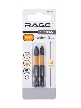 Биты торсионные Rage by Vira PH2*50мм 2шт 554125