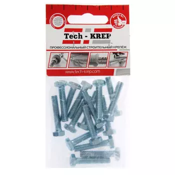 Болт DIN933 с шестигранной головкой оцинк. М6х30 16 шт - пакет Tech-Krep 102959