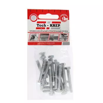 Болт DIN933 с шестигранной головкой оцинк. М6х40 16 шт - пакет Tech-Krep 102961