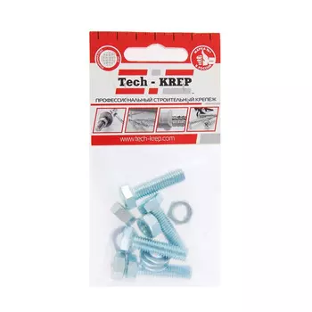 Болт DIN933 с шестигранной головкой оцинк. М8х30 + гайка + шайба 4 шт - пакет 112722