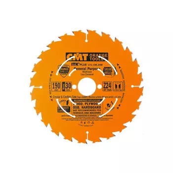 Диск пильный по дереву CMT 190*30 +20.16 *1,7/1,1 20" 10" ATB + 8 Shear Z=24 271.190.24М