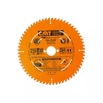 Диск пильный по древесине, фанере и шпону CMT 216*30*1,8/1,2 -5°; 10° ATB +8° SHEAR Z=64 273.216.64M