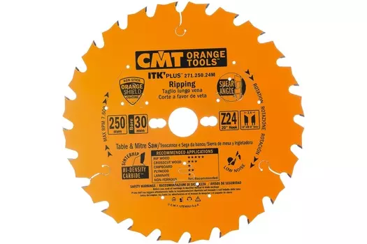 Диск пильный CMT 250*30*2,4/1,6 (20" 10" ATB + 8 Shear Z=24) 271.250.24М