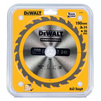 Диск пильный по дереву DeWalt Construct 190/30 24 ATB +10° DT1944-QZ