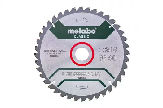 Диск пильный по дереву Metabo 216*30 HM 40WZ, 5 628060000