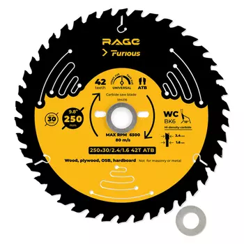 Диск пильный RAGE Furious Universal 250*30/20/16*42T 594236