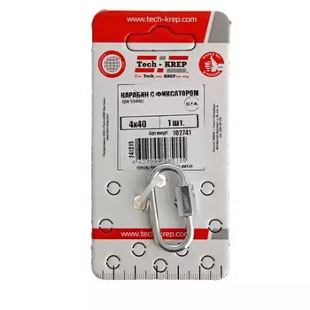 Карабин с фиксатором 4х40 мм DIN 5299D 1 шт - ярлык Tech-Krep 102741