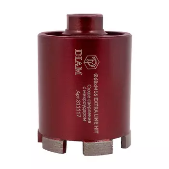 Коронка алмазная Diam ExtraLine HIT 72*6*M16 под пылеудалитель бетон, кирпич, с микроударом, сухой рез 311118