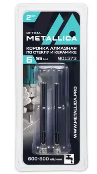 Коронка алмазная Metallica 6*55 мм 2шт по кафелю, стеклу 901373