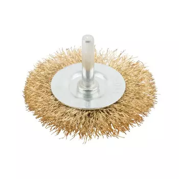 Корщетка латунированная волнистая MOS со штифтом 63мм колесо 38483М