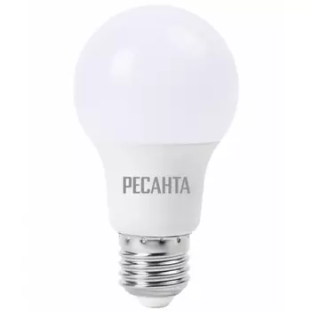 Лампочка светодиодная Ресанта LL-R-A60-9W-230-4K-E27 груша, 9Вт, нейтр., Е27 76/1/14