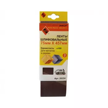Лента шлифовальная Энкор 75*457 К-100 3шт 20224