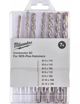 Набор буров Milwaukee Contractor sds-plus 7шт 5/5/6/8*110мм, 6/8/10/12*160мм 4932471244